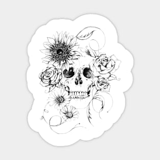 Skull with flowers Sticker